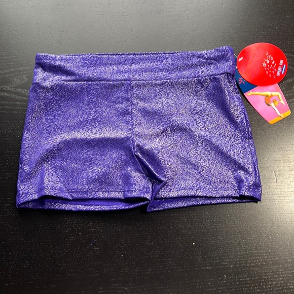 Danskin Other - NWT Danskin Cosmic Purple Dance / Gymnastic Sparkly Shorts Size L/10-12